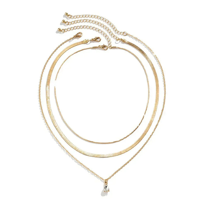 Raylee | Layered Gold Necklace with Cubic Zirconia Pendant