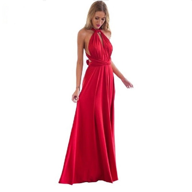 Elegancka długa suknia z dekoltem w serek i kolorowymi paseczkami w stylu Henley dla oszałamiającego wyglądu